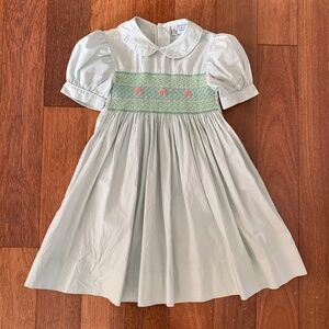 Toddler Girls Pale Mint Aqua Green Smocked Peter Pan Collar Dress 3T